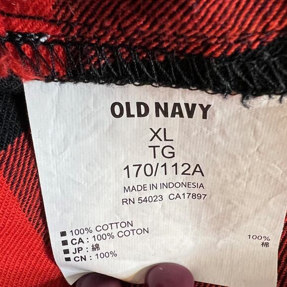 Old Navy Womens Flannel Shirt XL Red Black Buffalo Plaid Button Front Cotton - Picture 5 of 6